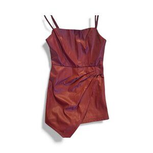 Blue Blush Leather Mini Romper